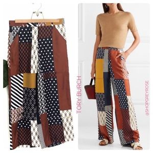 COPY - Tory Burch 100% Silk Denise Patchwork Print Pants!
